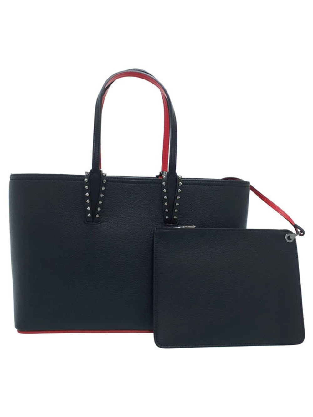 Christian Louboutin CABATA Tote Bag Leather Stud Black Red